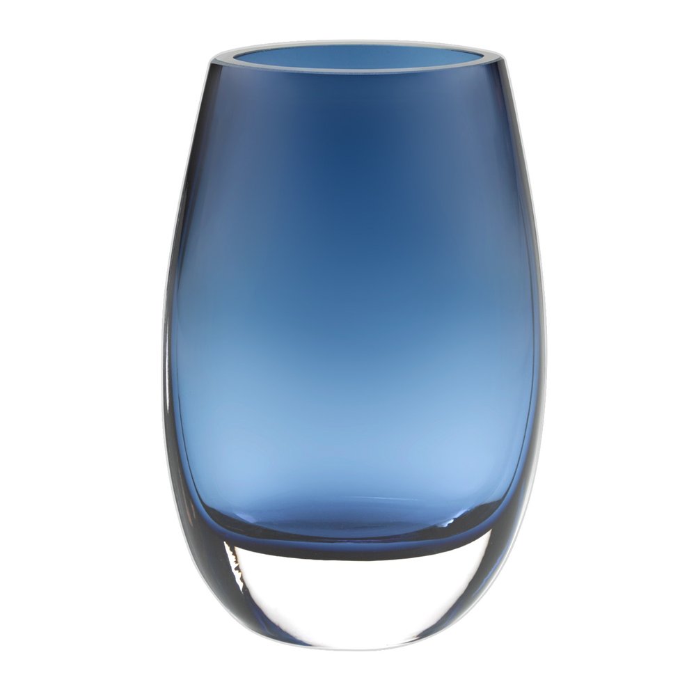8" Midnight Blue And Clear Oval Lead Free Crystal Table Vase HomeRoots