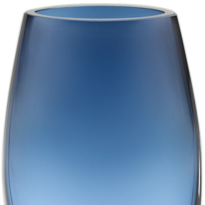 8" Midnight Blue And Clear Oval Lead Free Crystal Table Vase HomeRoots