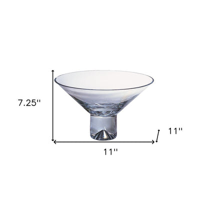 11" Clear Mouth Blown Crystal Round Pedestal Centerpiece Bowl HomeRoots