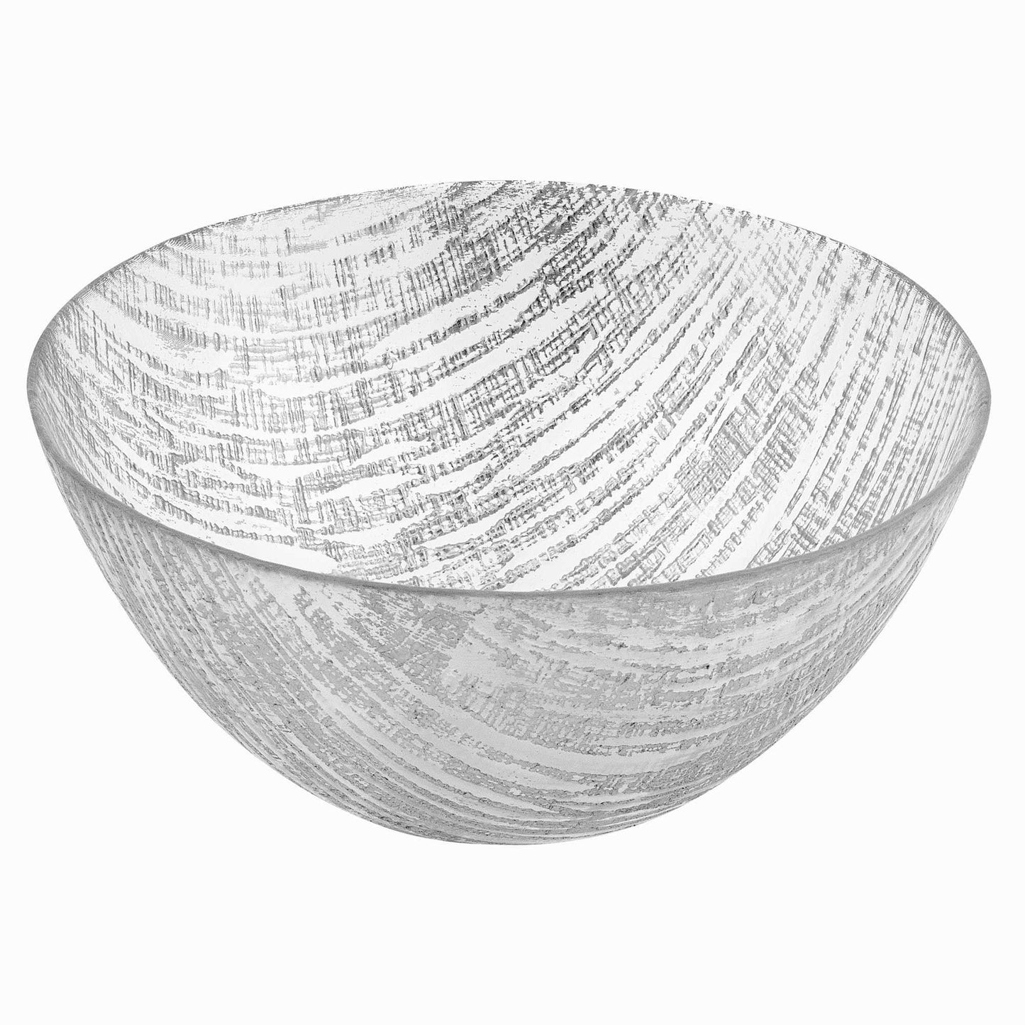 11" Clear and Silver Handcrafted Glass Round Salad Serve Bowl HomeRoots