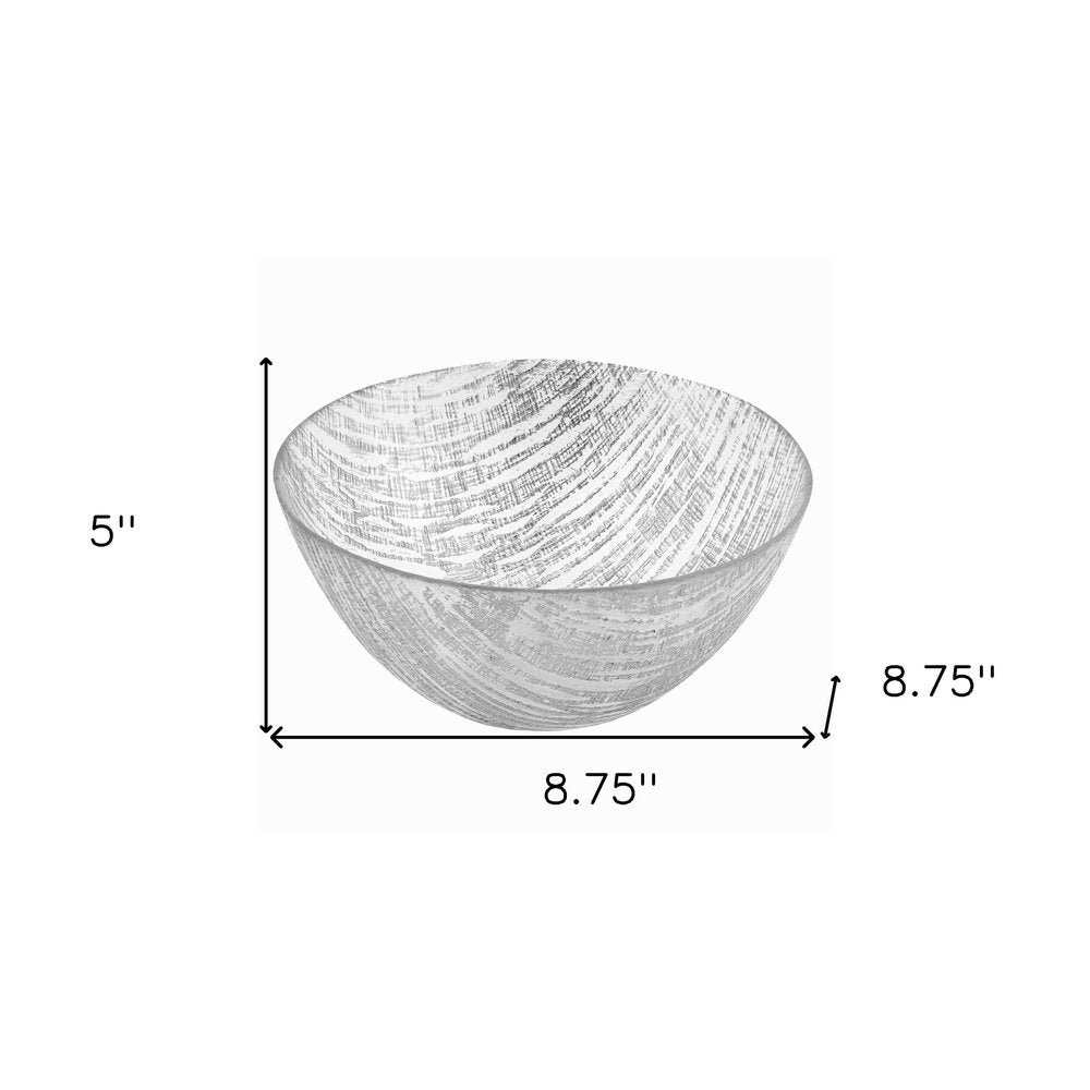 9" Clear And Silver Lead Free Crystal Round Serving Bowl HomeRoots