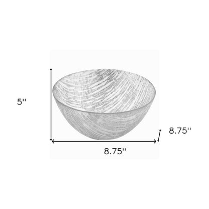 9" Clear And Silver Lead Free Crystal Round Serving Bowl HomeRoots