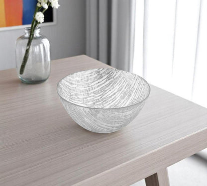 9" Clear And Silver Lead Free Crystal Round Serving Bowl HomeRoots
