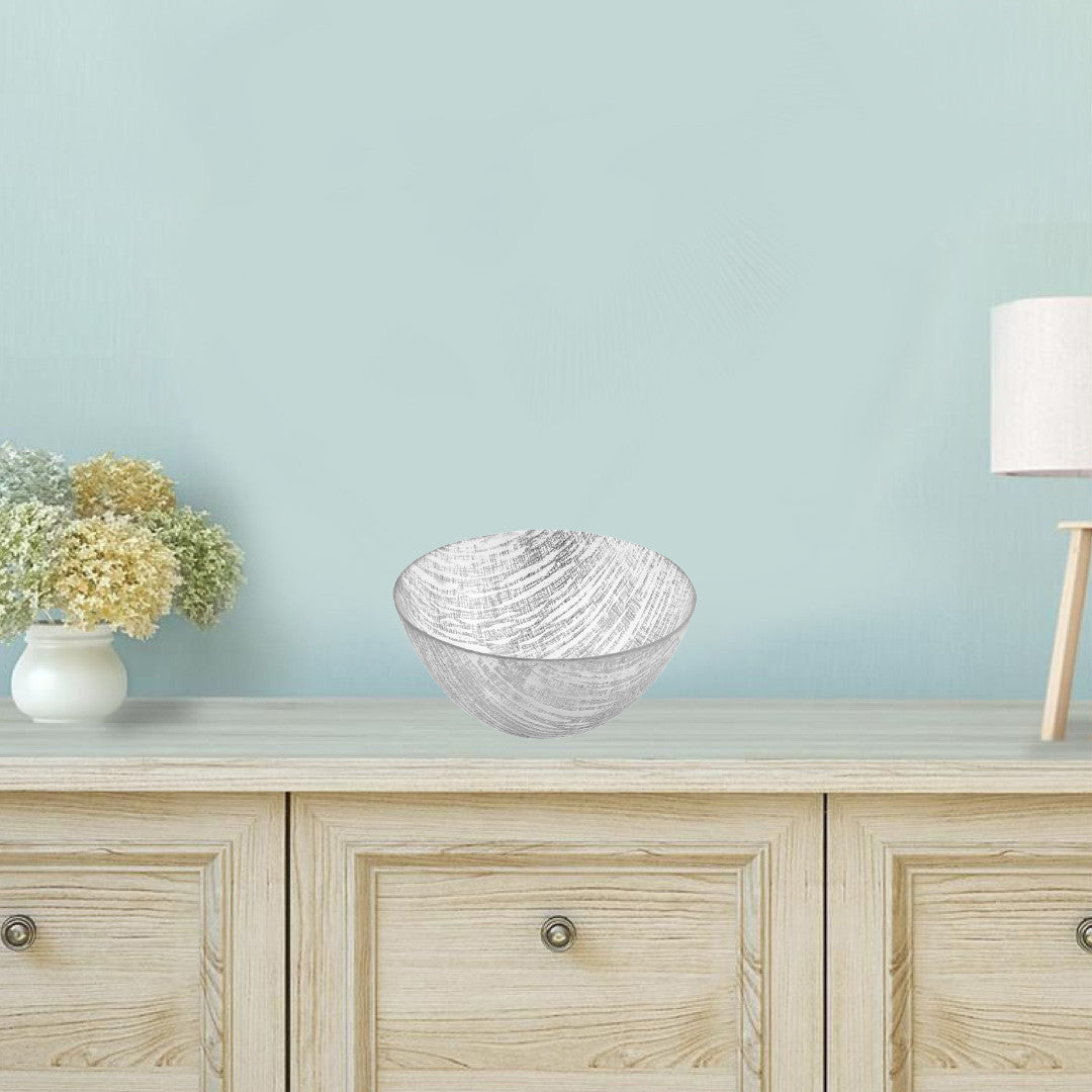 9" Clear And Silver Lead Free Crystal Round Serving Bowl HomeRoots