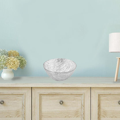 9" Clear And Silver Lead Free Crystal Round Serving Bowl HomeRoots