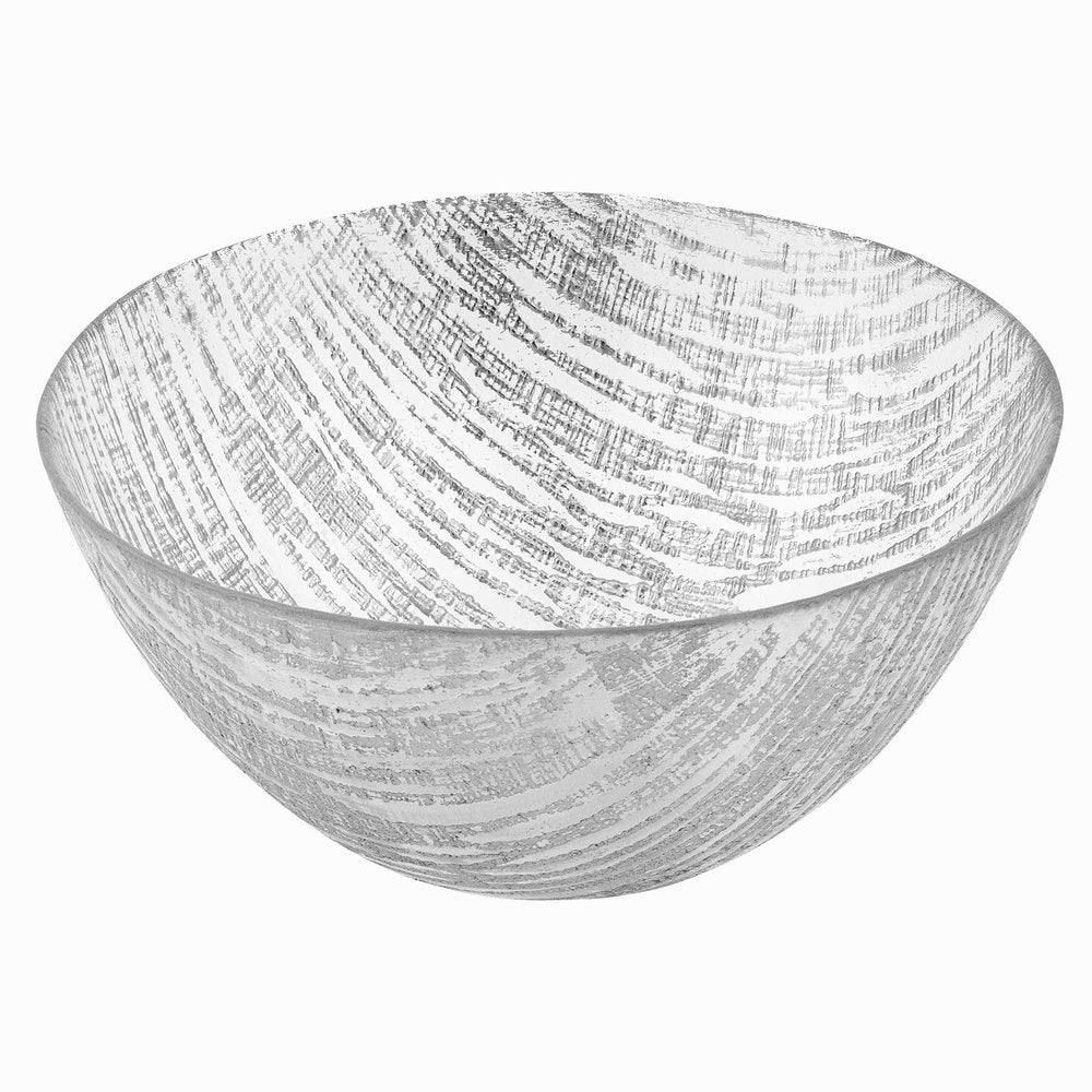 9" Clear And Silver Lead Free Crystal Round Serving Bowl HomeRoots