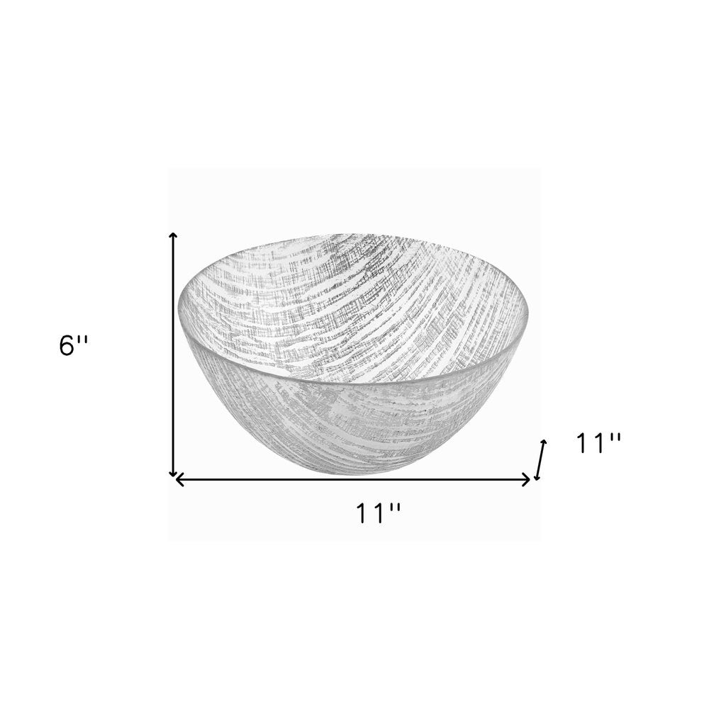 9" Clear And Silver Lead Free Crystal Round Serving Bowl HomeRoots