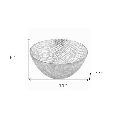 9" Clear And Silver Lead Free Crystal Round Serving Bowl HomeRoots