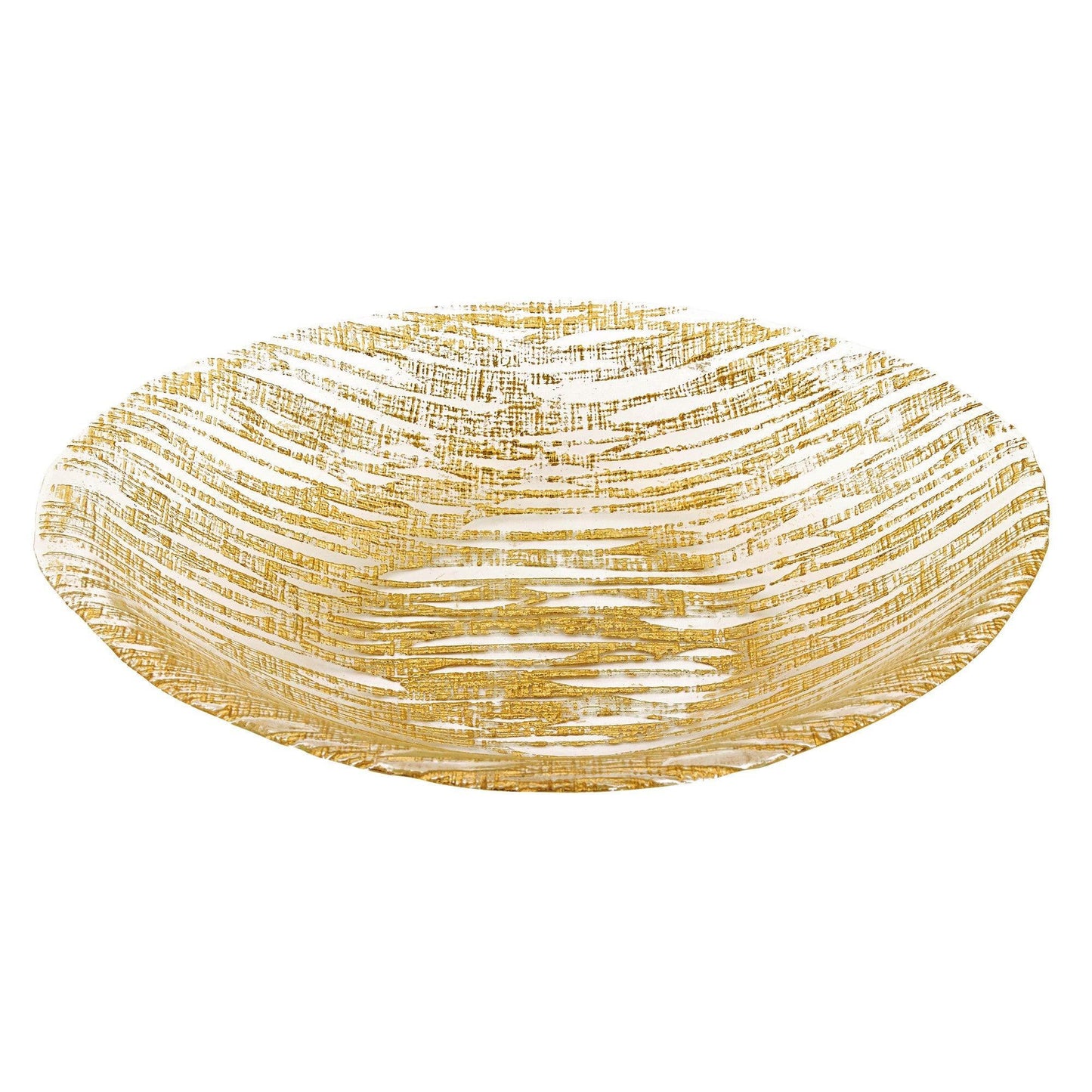 9 Hand Crafted Glass Oval Gold Salad Or Centerpiece Bowl - FurniFindUSA