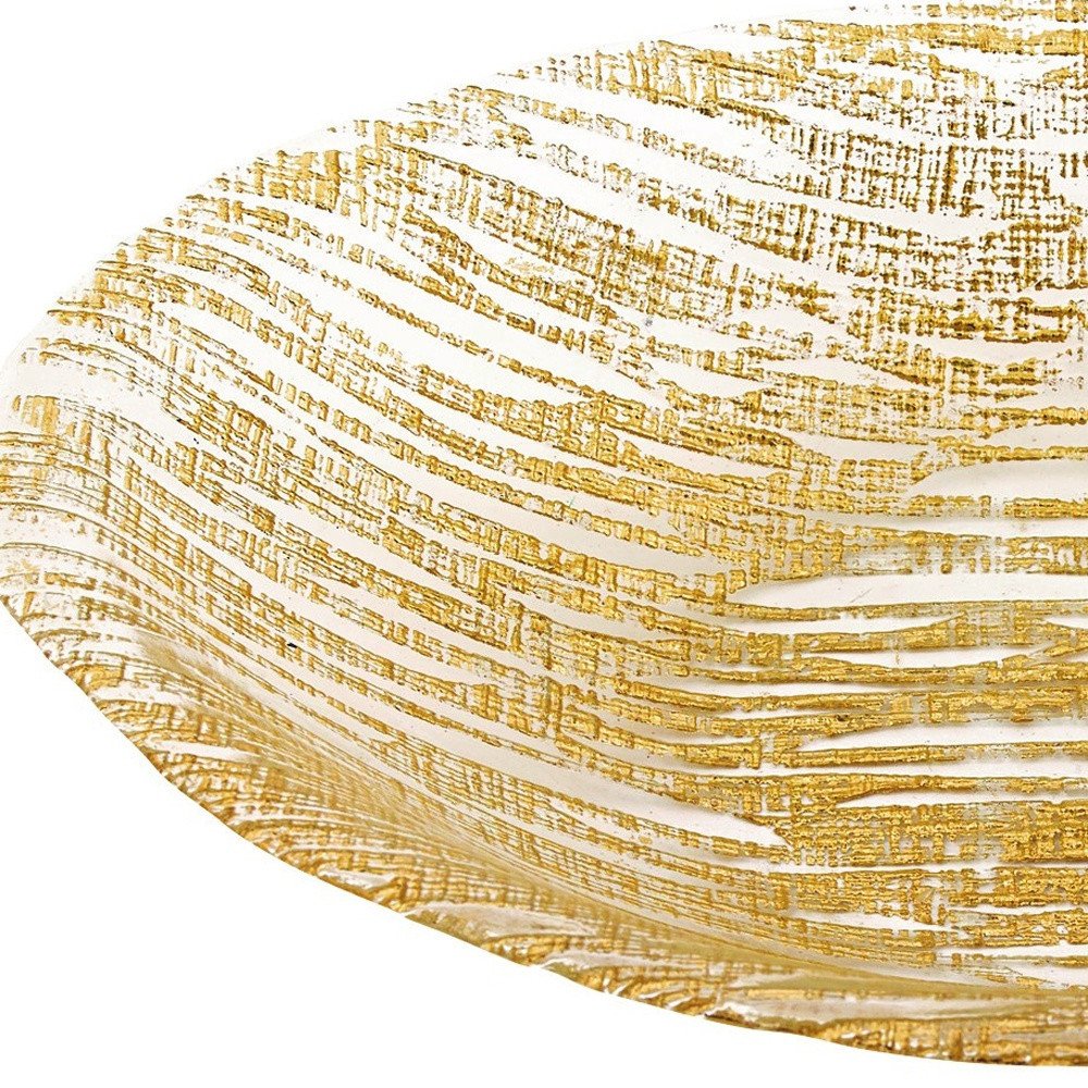 9 Hand Crafted Glass Oval Gold Salad Or Centerpiece Bowl HomeRoots