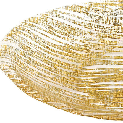 9 Hand Crafted Glass Oval Gold Salad Or Centerpiece Bowl HomeRoots