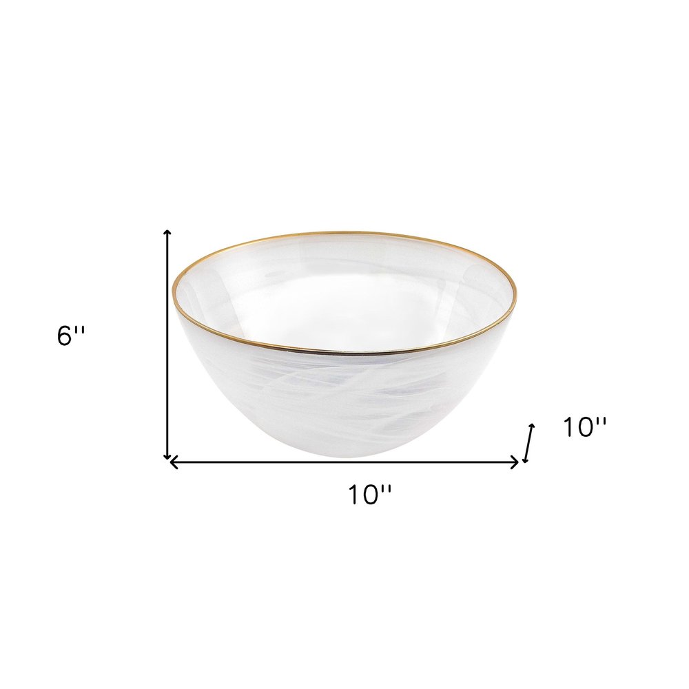 6" White And Gold Glass HomeRoots