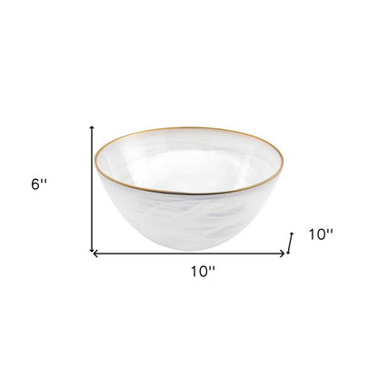 6" White And Gold Glass HomeRoots