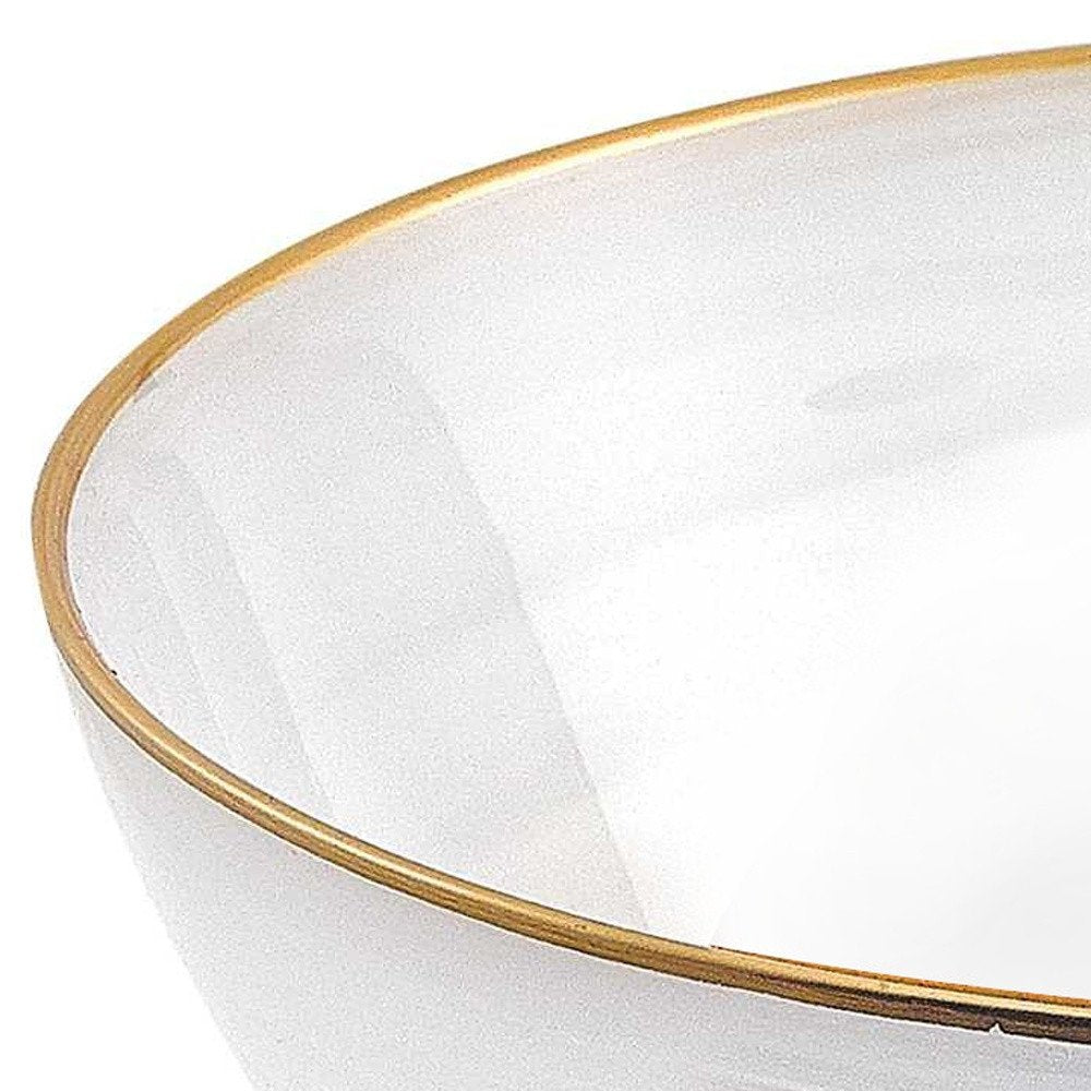 6" White And Gold Glass HomeRoots