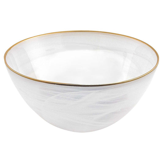 6" White And Gold Glass HomeRoots