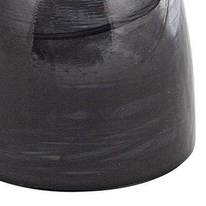 10" Black and Gray Swirl Mouth Blown Glass Footed Centerpiece Bowl HomeRoots