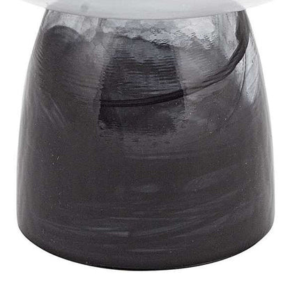 10" Black and Gray Swirl Mouth Blown Glass Footed Centerpiece Bowl HomeRoots