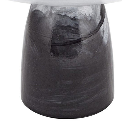 11" Black and White Alabaster Glass Round Pedestal Centerpiece Bowl HomeRoots