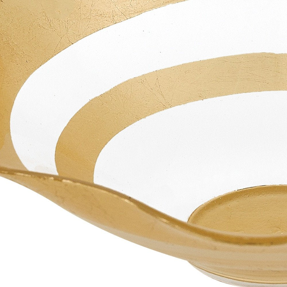9" Clear and Gold Glass Round Ruffle Centerpiece Bowl HomeRoots