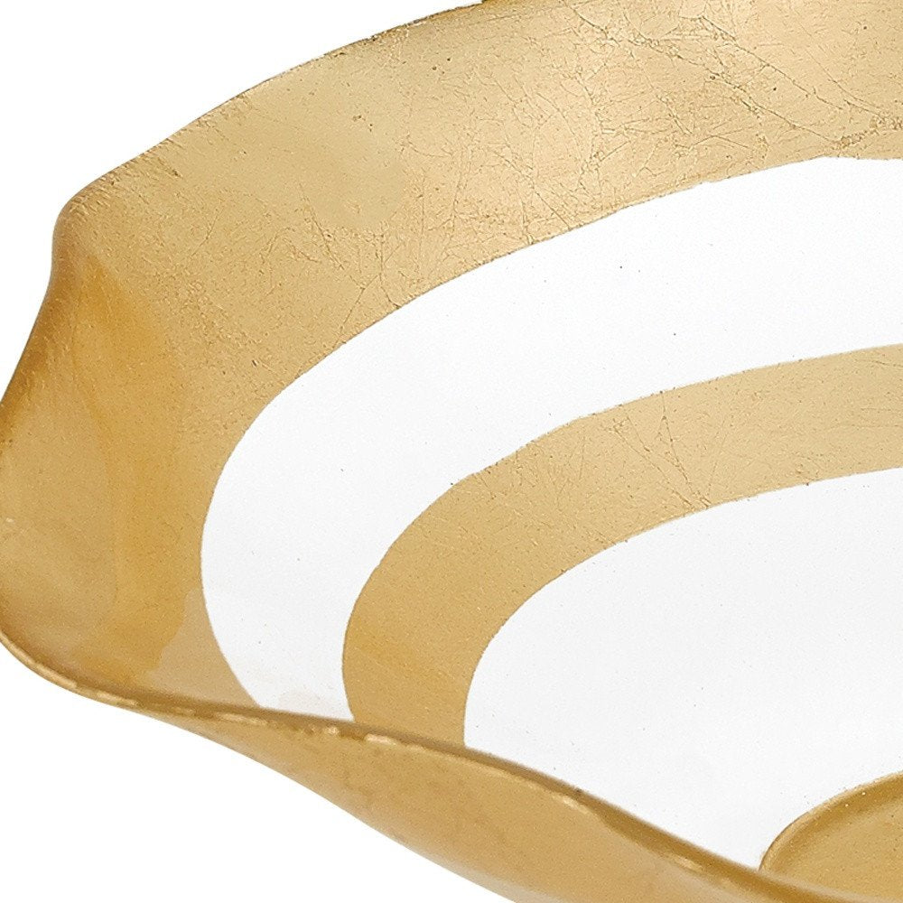 9" Clear and Gold Glass Round Ruffle Centerpiece Bowl HomeRoots