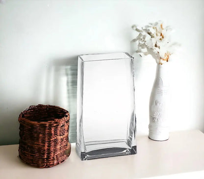 8" Crystal Glass Clear Rectangle Table Vase HomeRoots