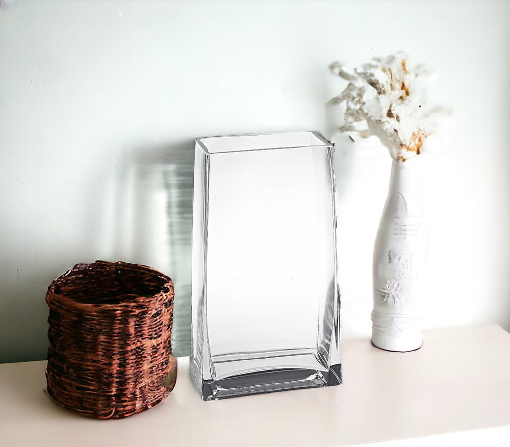 8" Crystal Glass Clear Rectangle Table Vase HomeRoots