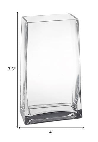 8" Crystal Glass Clear Rectangle Table Vase — view 2