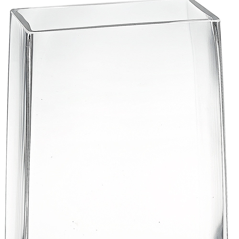 8" Crystal Glass Clear Rectangle Table Vase