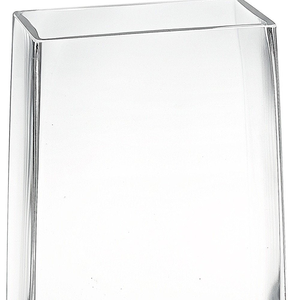 8" Crystal Glass Clear Rectangle Table Vase — view 7