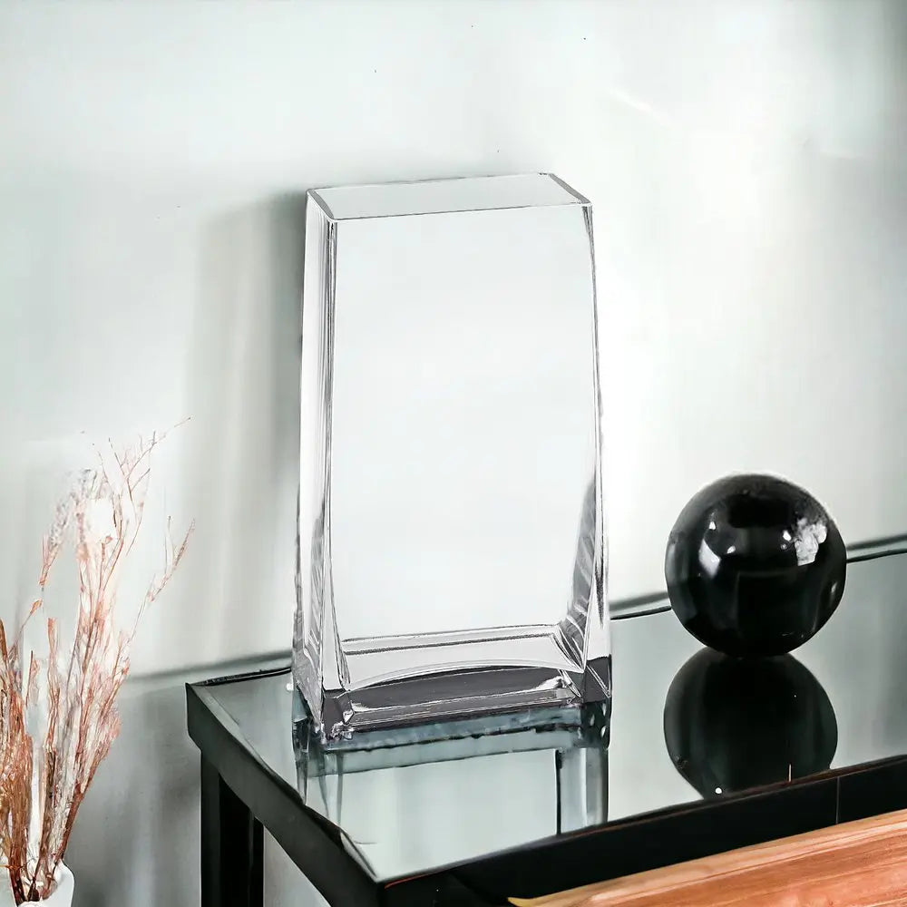 8" Crystal Glass Clear Rectangle Table Vase HomeRoots