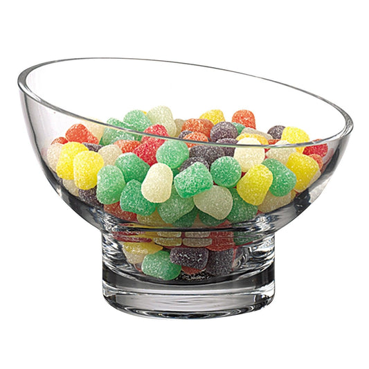 7" Clear Mouth Blown Slant Edge Glass Candy Bowl - FurniFindUSA