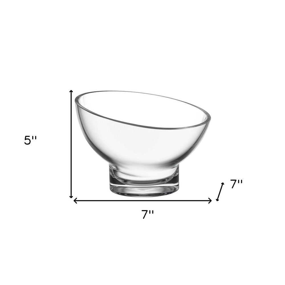 7" Clear Mouth Blown Slant Edge Glass Candy Bowl HomeRoots
