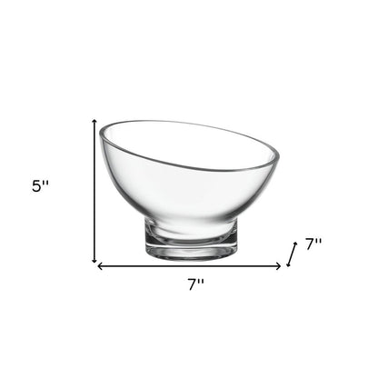 7" Clear Mouth Blown Slant Edge Glass Candy Bowl HomeRoots