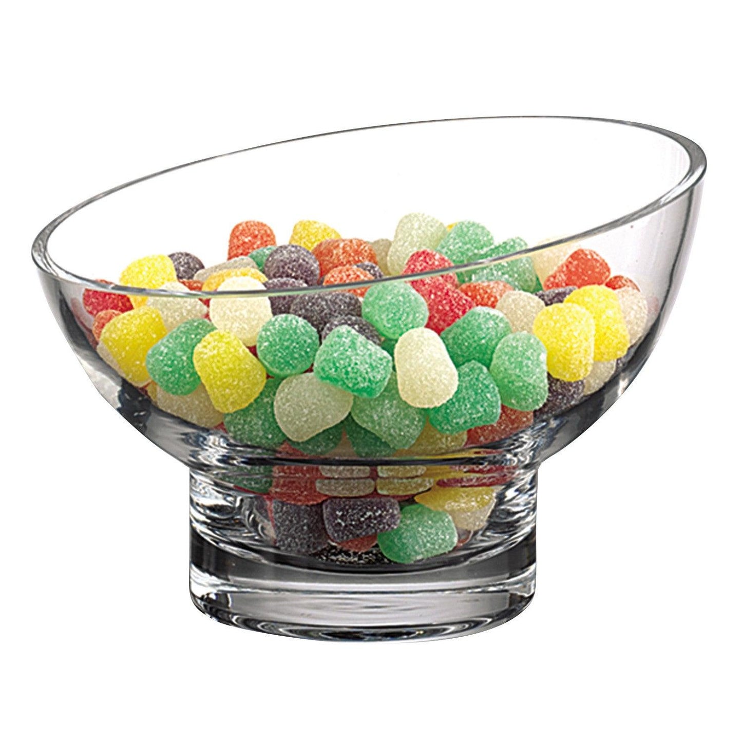 7" Clear Mouth Blown Slant Edge Glass Candy Bowl - FurniFindUSA