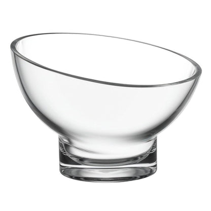 7" Clear Mouth Blown Slant Edge Glass Candy Bowl - FurniFindUSA