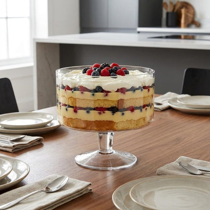 10" Clear Crystal Round Pedestal Trifle Bowl HomeRoots