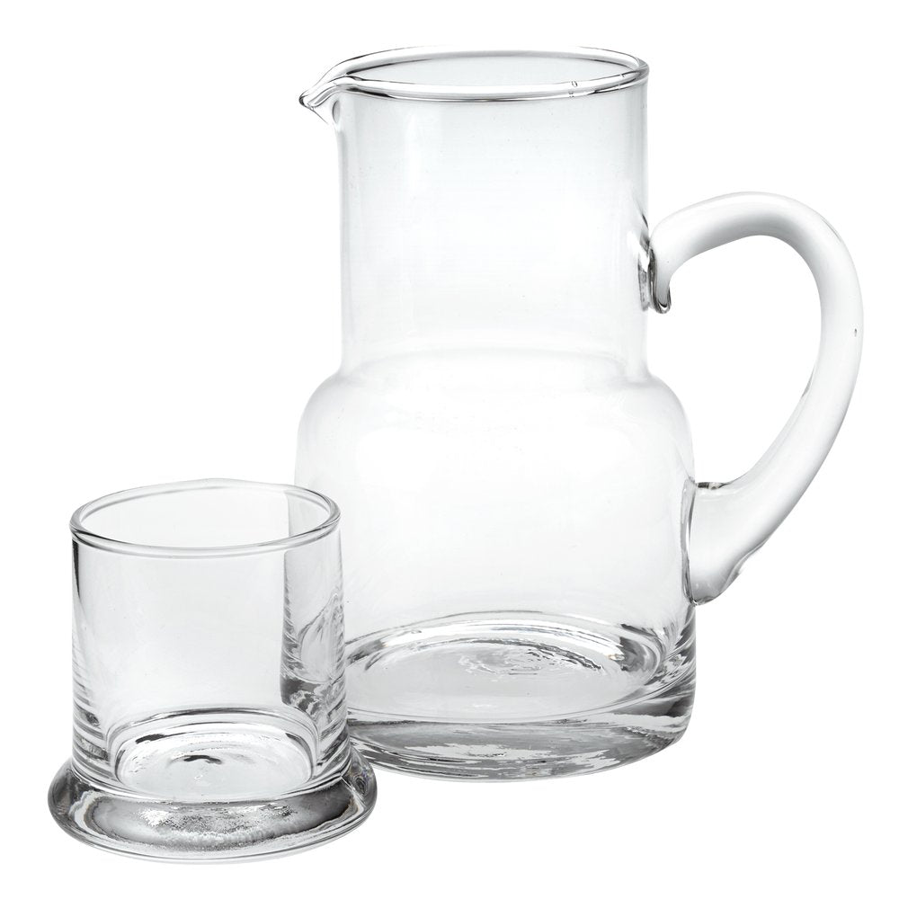 Set of Two Clear Crystal Glass Stemless Carafe And Drinking Glass HomeRoots