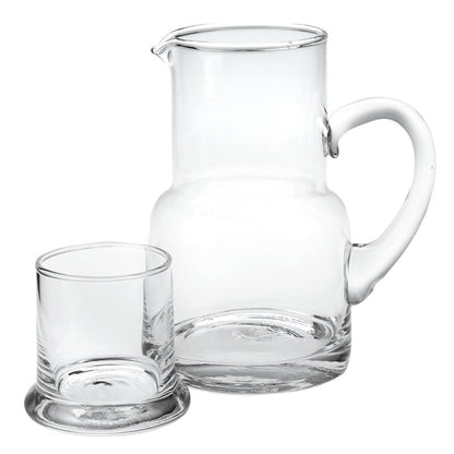 Set of Two Clear Crystal Glass Stemless Carafe And Drinking Glass HomeRoots
