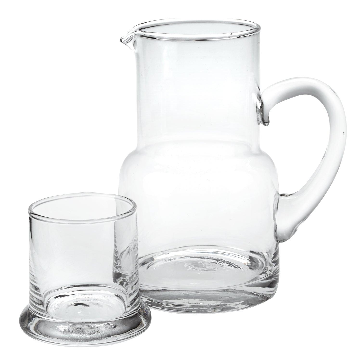 4 X 6 X 7 Clear Glass 2 Pc Glass Bedside Or Desktop Carafe Set 10 Oz - FurniFindUSA