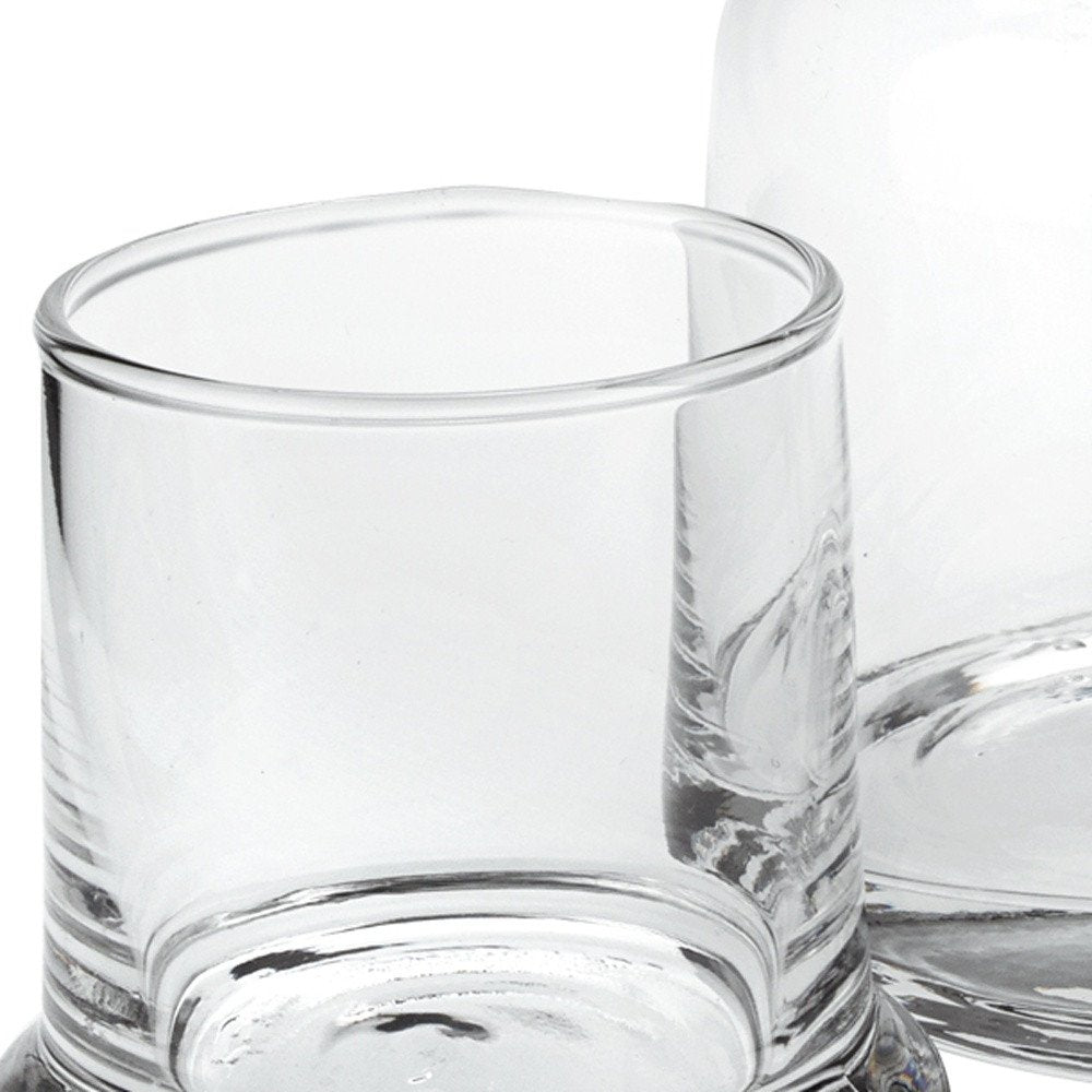 Set of Two Clear Crystal Glass Stemless Carafe And Drinking Glass HomeRoots
