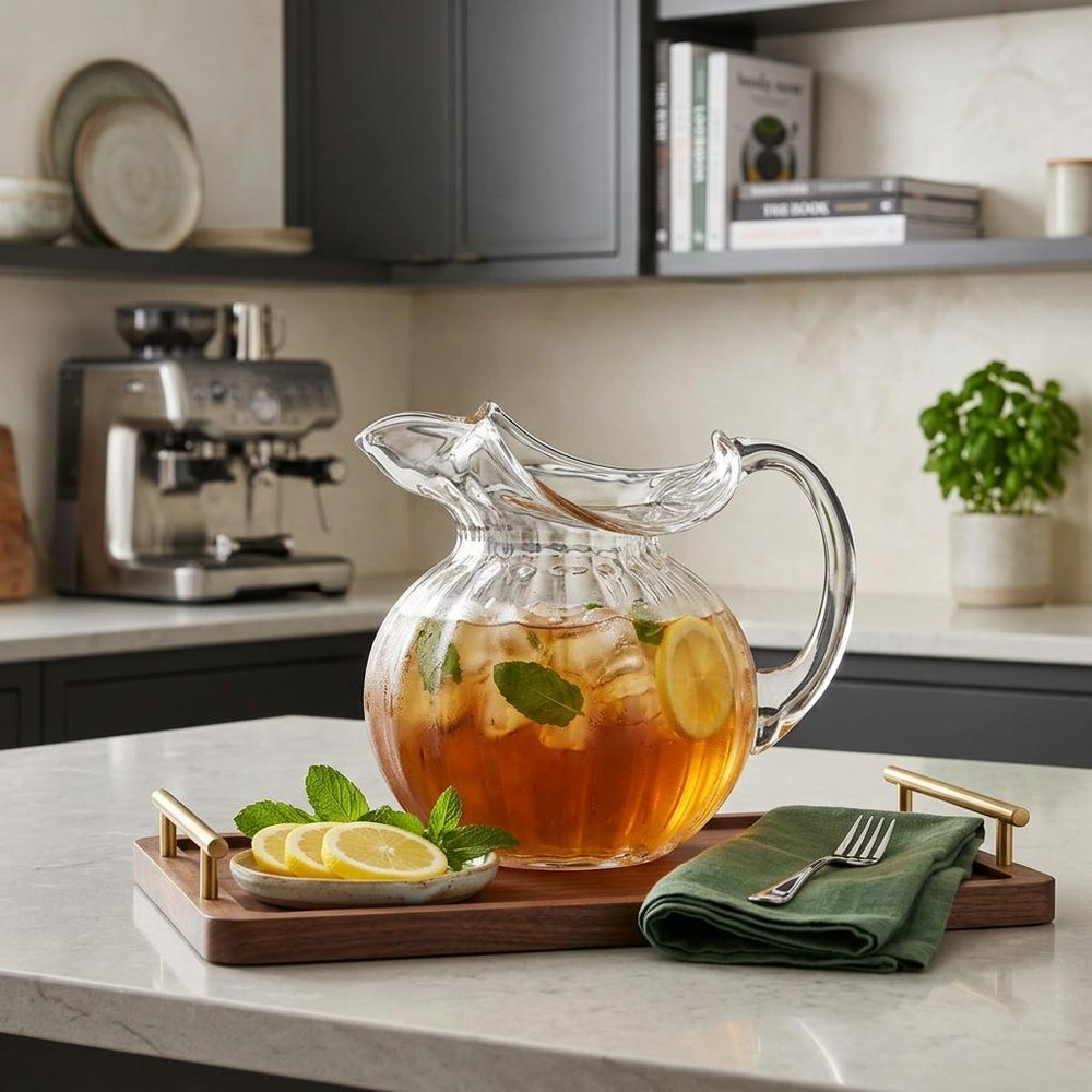 Mouth Blown Glass Pitcher  42 Oz HomeRoots