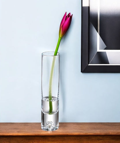 9" Clear Cylindrical Lead Free Crystal Bud Table Vase HomeRoots