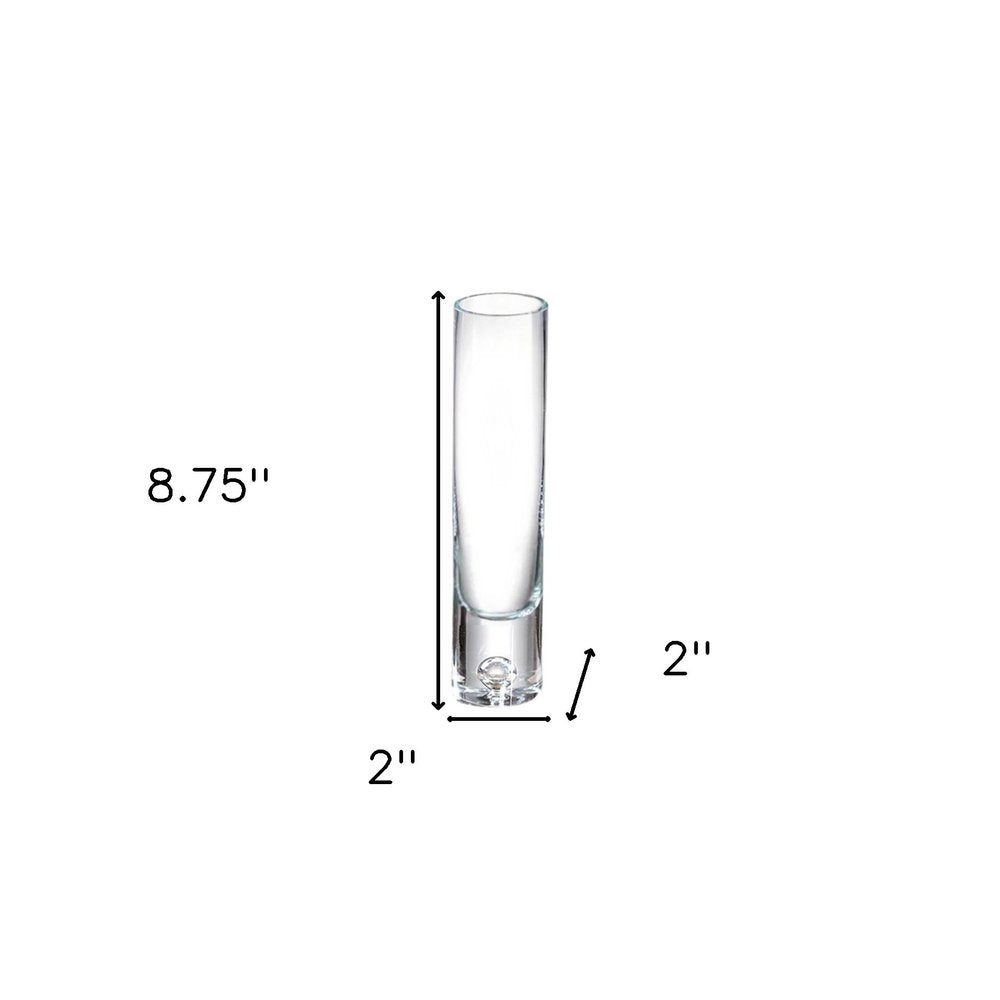 9" Clear Cylindrical Lead Free Crystal Bud Table Vase HomeRoots