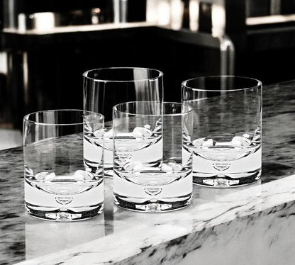Set of Four Clear Crystal Rocks Old Fashion Glasses HomeRoots