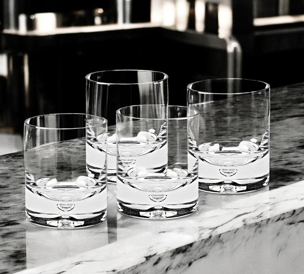 Set of Four Clear Crystal Rocks Old Fashion Glasses HomeRoots