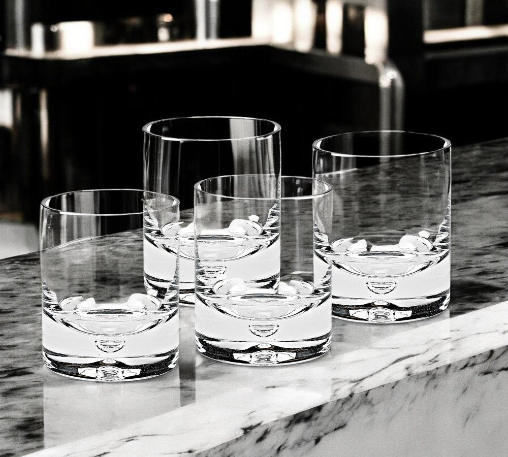 Set of Four Clear Crystal Rocks Old Fashion Glasses HomeRoots