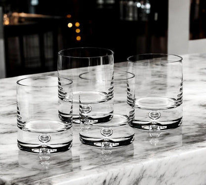 Set of Four Clear Crystal Rocks Old Fashion Glasses HomeRoots
