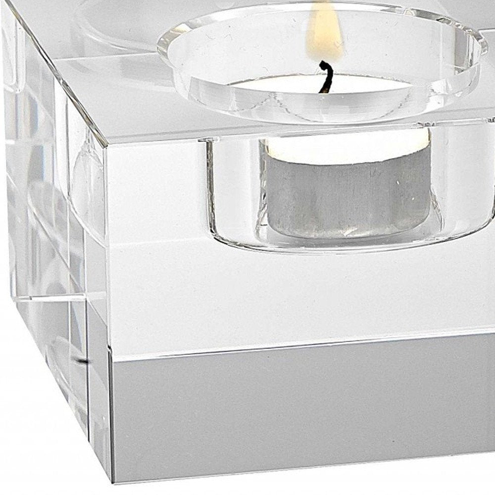 Hand Crafted Crystal Block Pair Of Tlite Holders HomeRoots