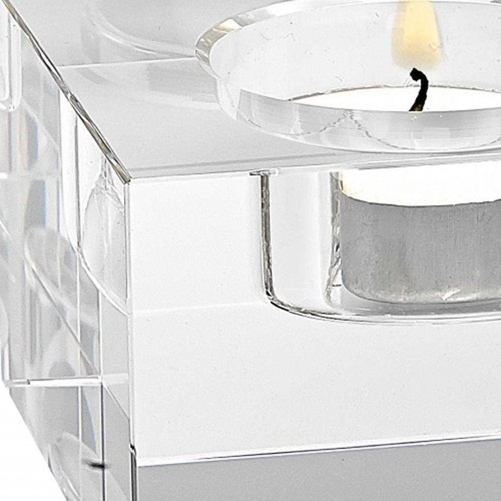 Hand Crafted Crystal Block Pair Of Tlite Holders HomeRoots