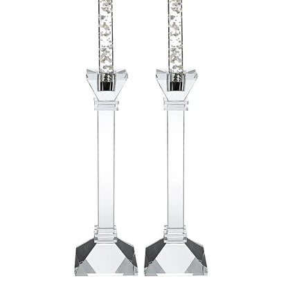 Set of Two Clear Crystal Tabletop Candle Holders HomeRoots